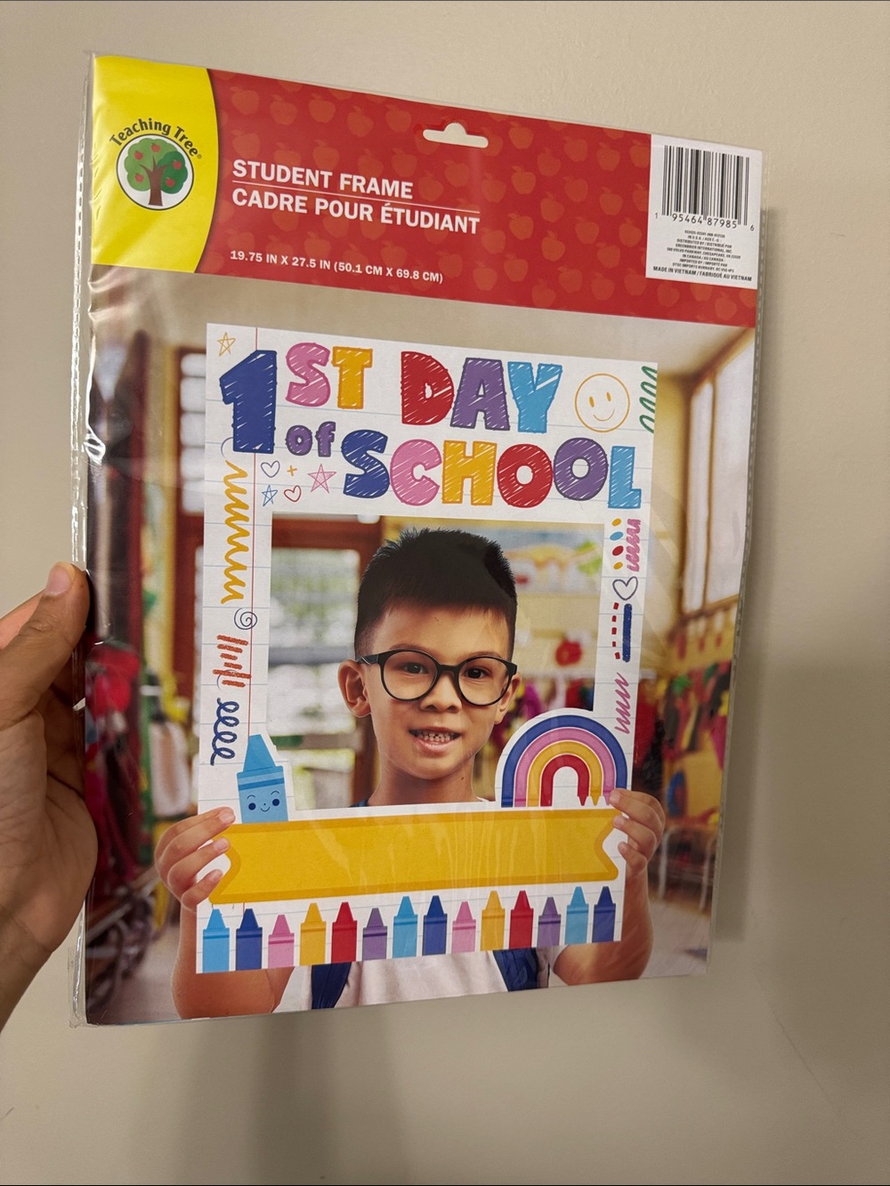 1st Day of School Student Frame - Colorful Crayon Design